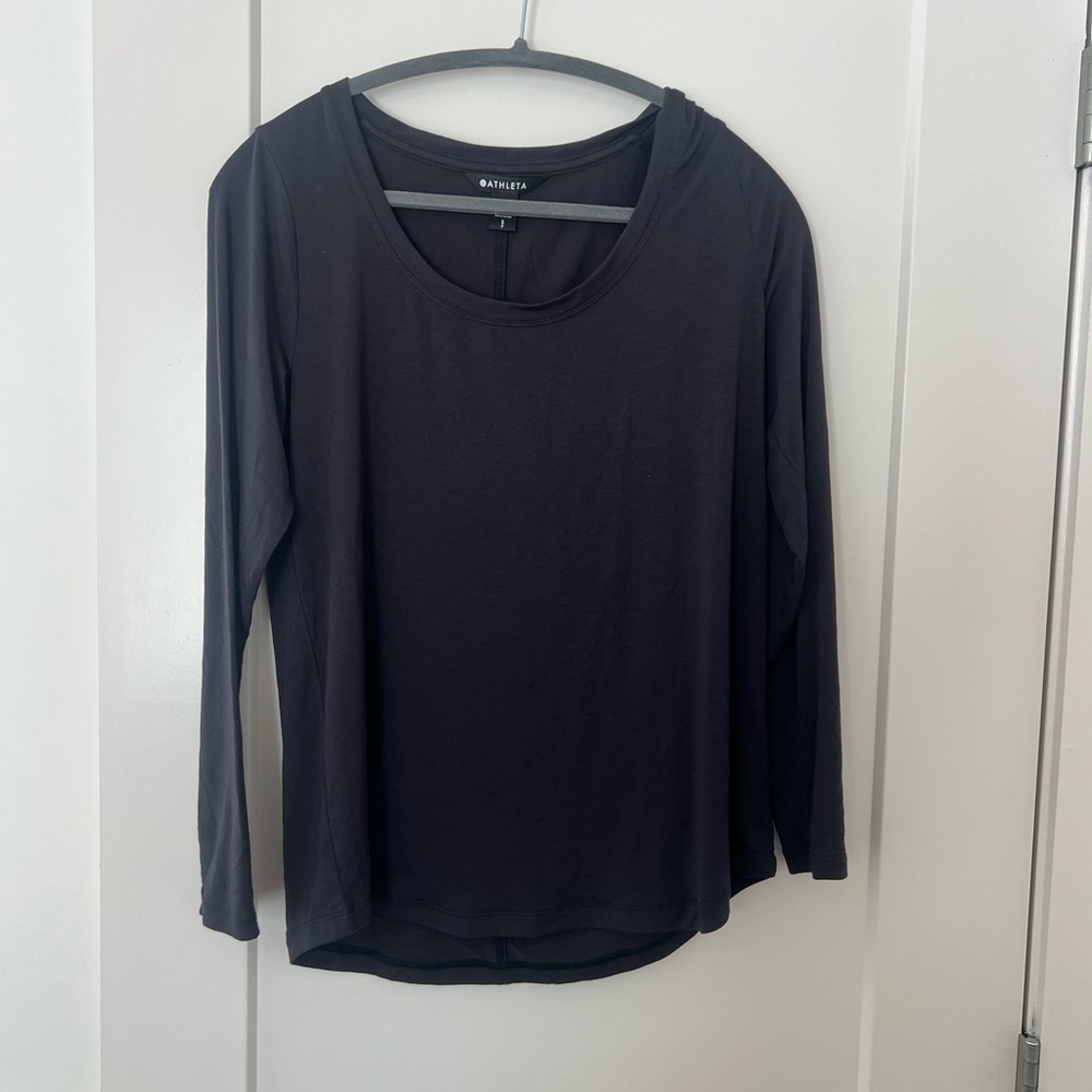 Athleta Black Fitted 3/4 Sleeve Blouse